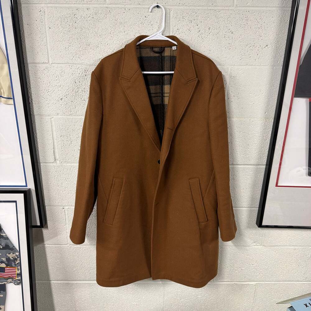 Billy Reid Men's XXL Camel Wool Chesterfield Overcoat Handcrafted in Italy